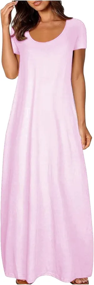Women's Classic A-Line Dress with Pockets Comfort Fit Jersey Short Sleeve Casual Dresses
