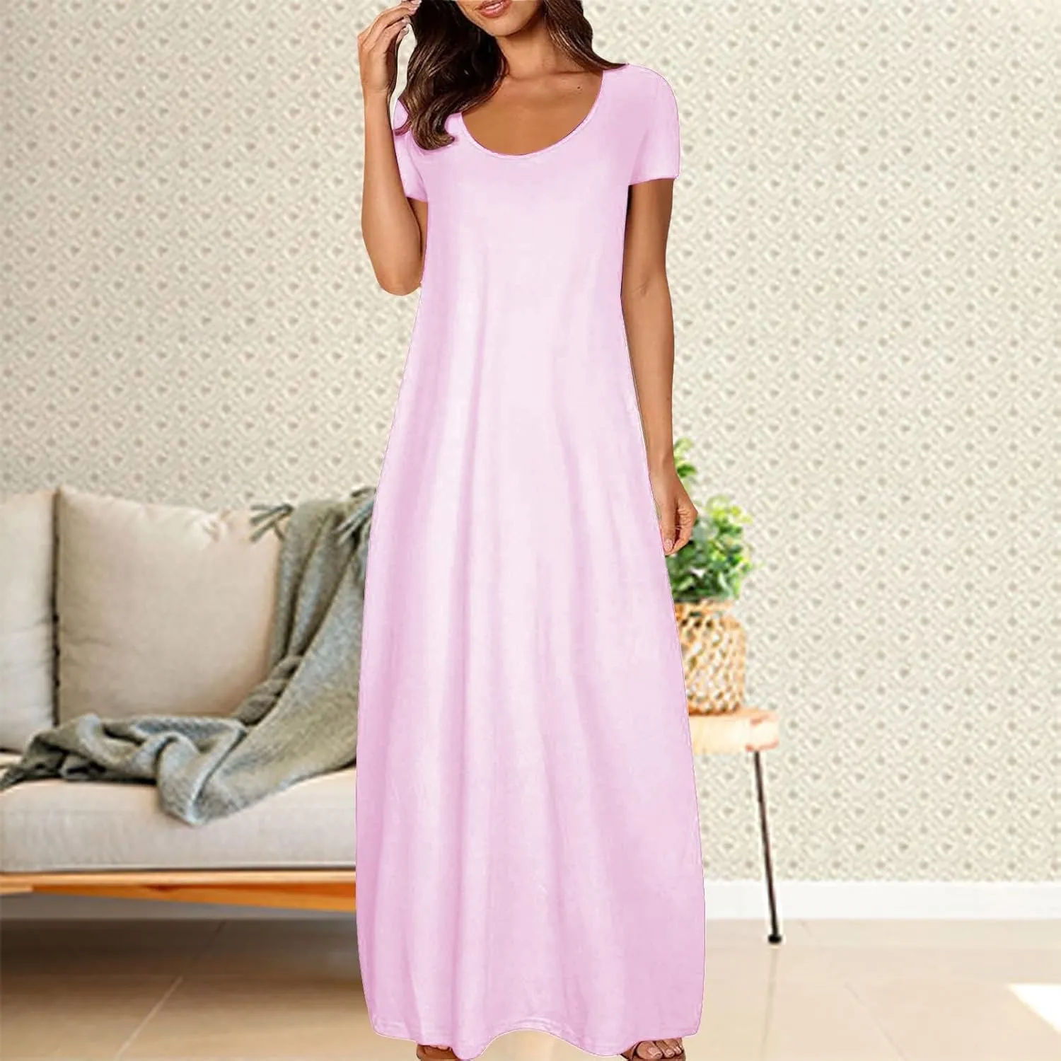Women's Classic A-Line Dress with Pockets Comfort Fit Jersey Short Sleeve Casual Dresses