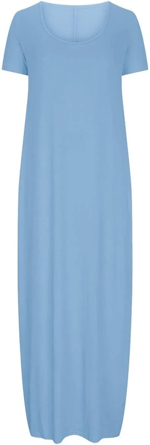 Women's Classic A-Line Dress with Pockets Comfort Fit Jersey Short Sleeve Casual Dresses