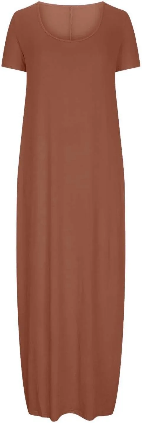 Women's Classic A-Line Dress with Pockets Comfort Fit Jersey Short Sleeve Casual Dresses