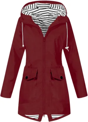 Womens Fashion Casaul Rain Jacket With Hood Lightweight Long Sleeve Windbreaker Zip Up Lightweight Hooded Jacket