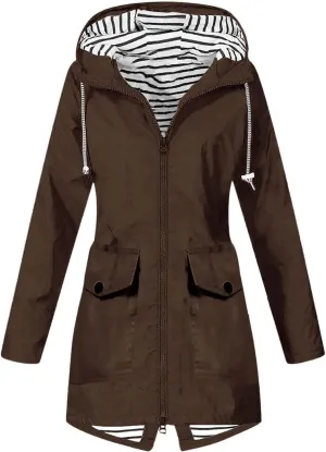 Womens Fashion Casaul Rain Jacket With Hood Lightweight Long Sleeve Windbreaker Zip Up Lightweight Hooded Jacket