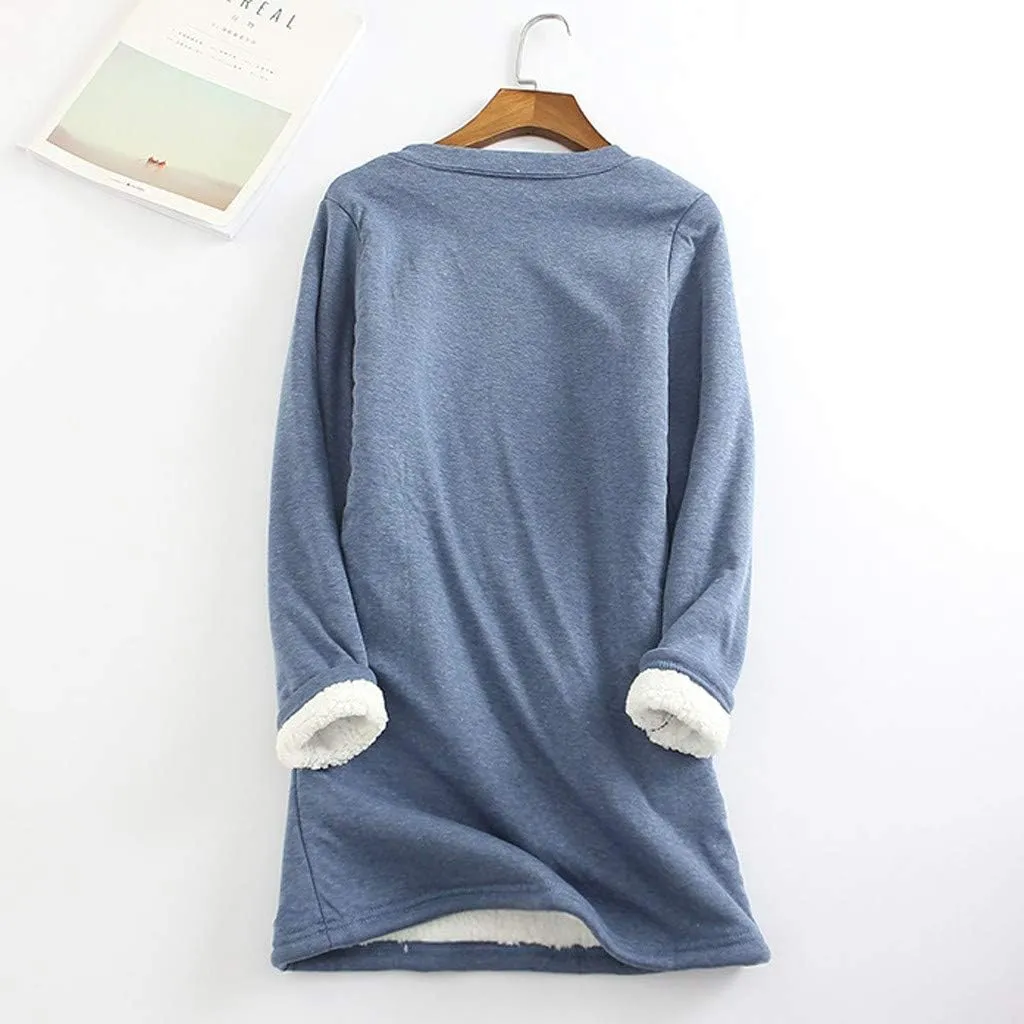 Womens Fleece Crewneck Sweatshirt Sherpa Lined Sweatshirt Thermal Sweatshirt Warm Winter