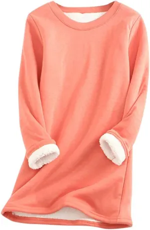 Womens Fleece Crewneck Sweatshirt Sherpa Lined Sweatshirt Thermal Sweatshirt Warm Winter