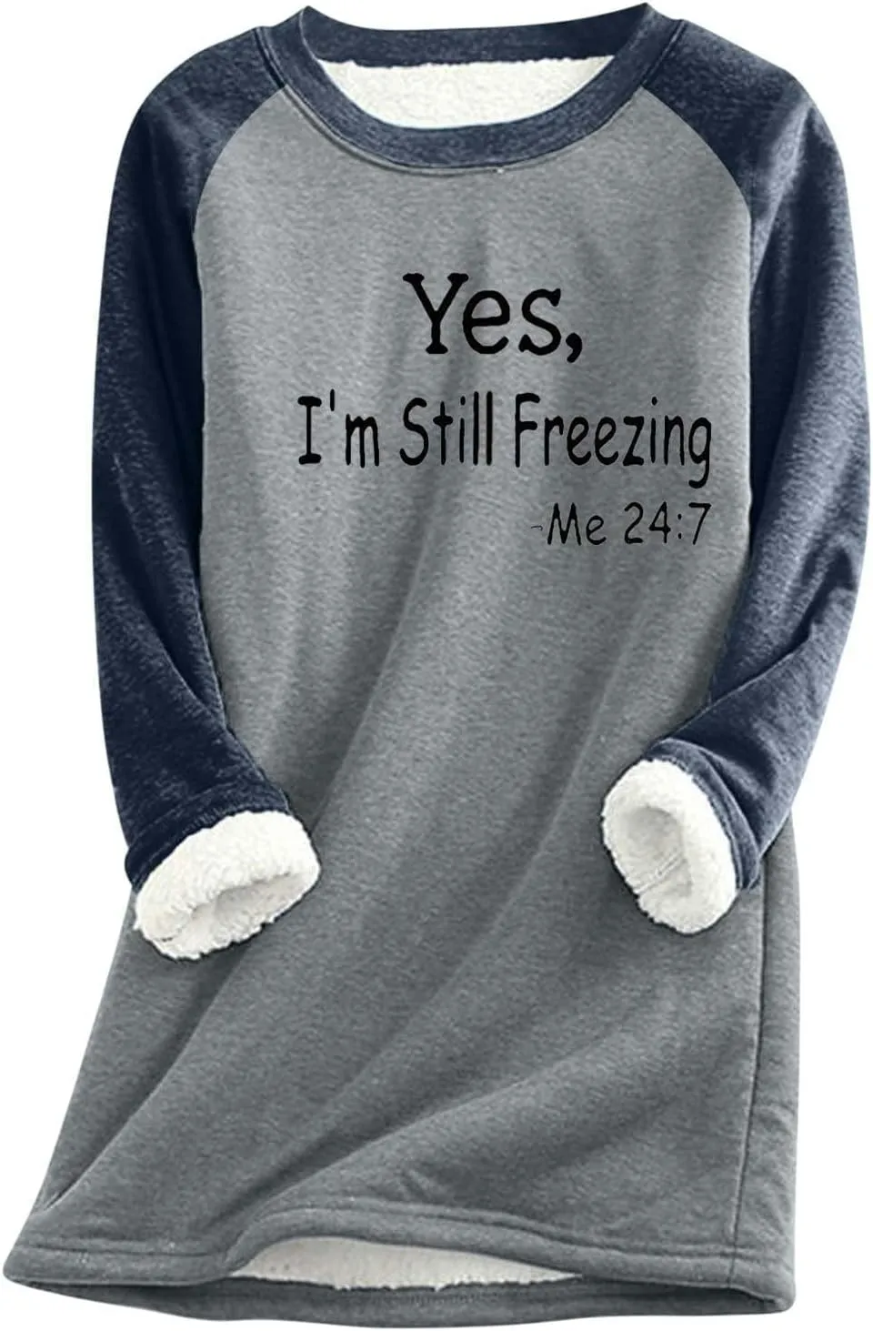 Womens Fleece Crewneck Sweatshirt Sherpa Lined Sweatshirt Thermal Sweatshirt Warm Winter