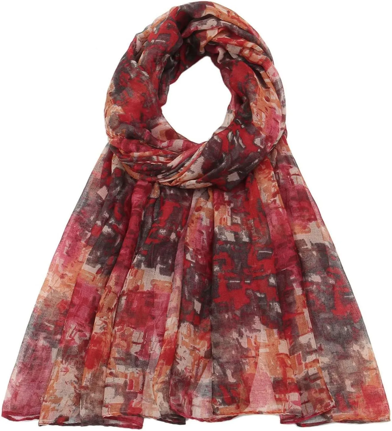 Womens Floral Print Chiffon Scarf Fashion Scarves Lightweight Sun Sunscreen Proof Silk Blend Lightweight Beach Scarfs