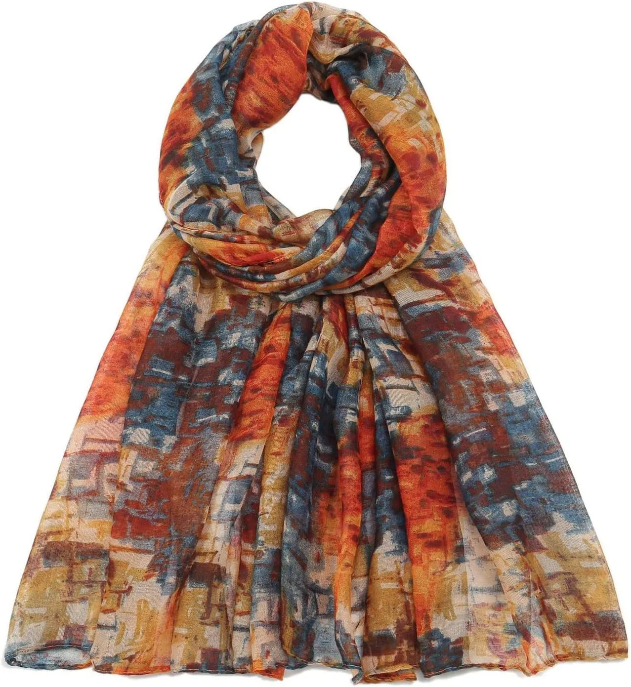 Womens Floral Print Chiffon Scarf Fashion Scarves Lightweight Sun Sunscreen Proof Silk Blend Lightweight Beach Scarfs