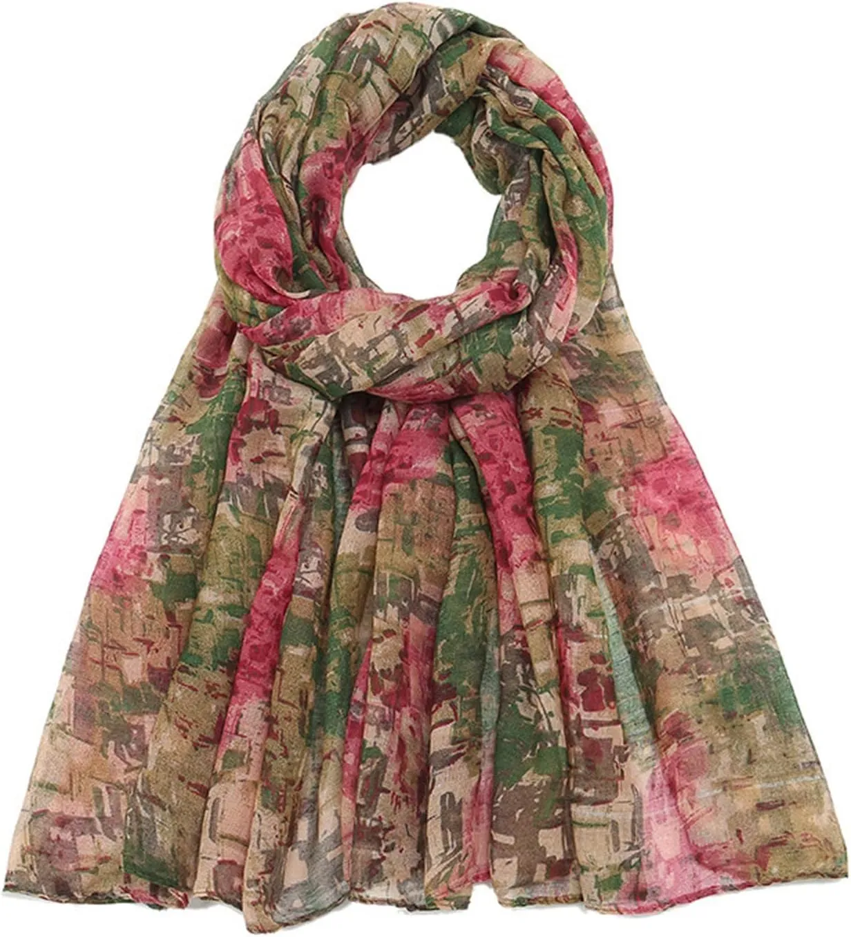Womens Floral Print Chiffon Scarf Fashion Scarves Lightweight Sun Sunscreen Proof Silk Blend Lightweight Beach Scarfs