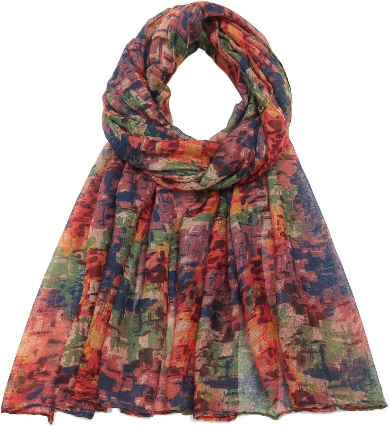 Womens Floral Print Chiffon Scarf Fashion Scarves Lightweight Sun Sunscreen Proof Silk Blend Lightweight Beach Scarfs