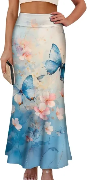 Women's High Waist Slim Dress Printed Skirt for Women Midi Length High Waist Length Bodycon Skirt S-2XL