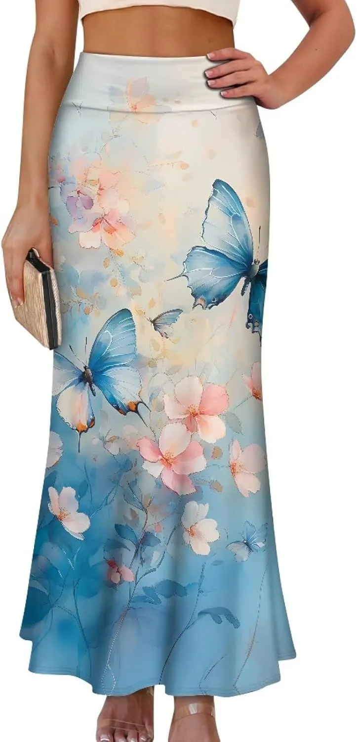 Women's High Waist Slim Dress Printed Skirt for Women Midi Length High Waist Length Bodycon Skirt S-2XL