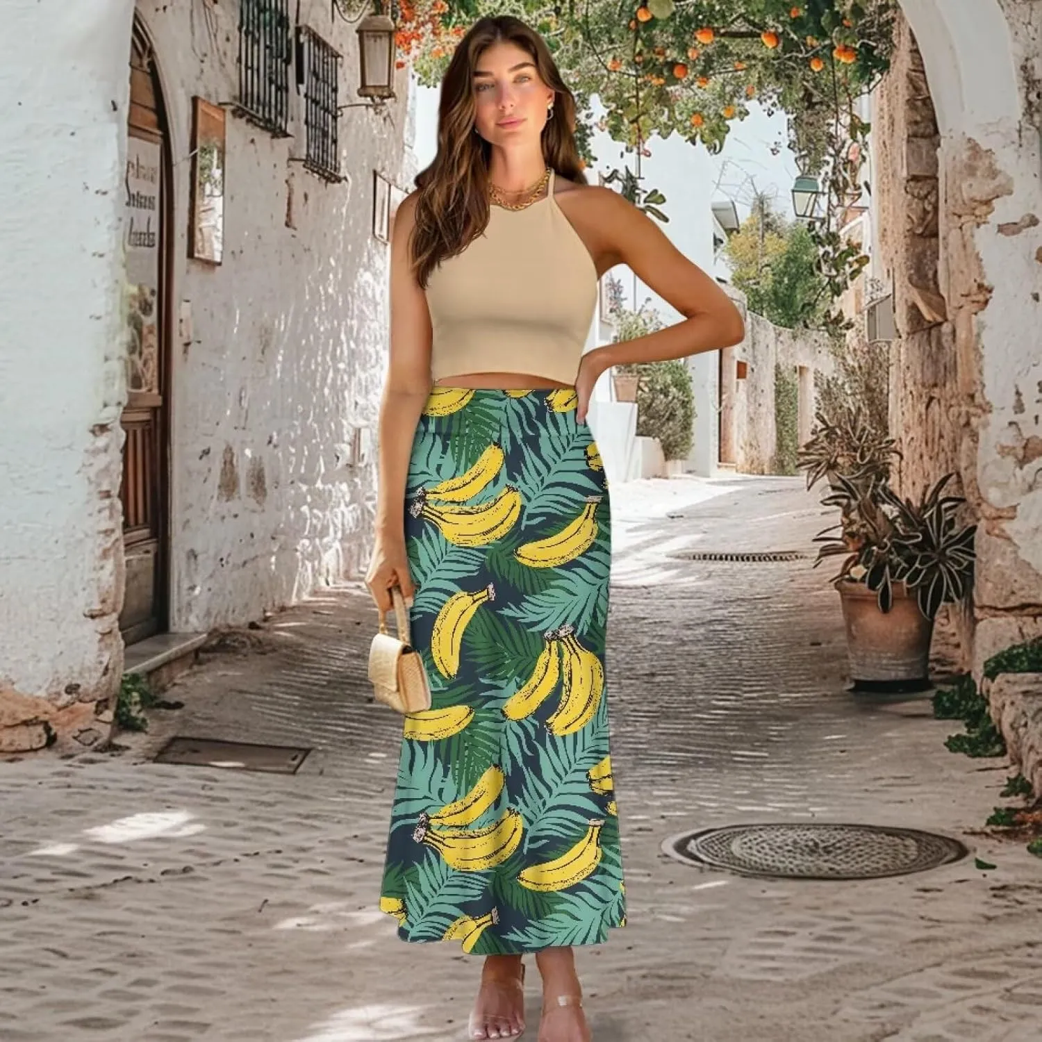 Women's High Waist Slim Dress Printed Skirt for Women Midi Length High Waist Length Bodycon Skirt S-2XL