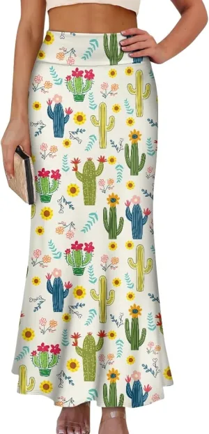 Women's High Waist Slim Dress Printed Skirt for Women Midi Length High Waist Length Bodycon Skirt S-2XL