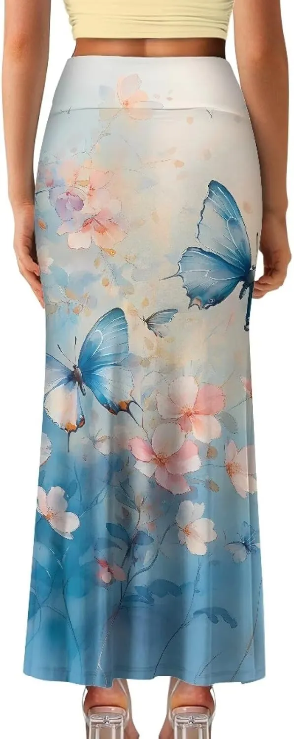 Women's High Waist Slim Dress Printed Skirt for Women Midi Length High Waist Length Bodycon Skirt S-2XL