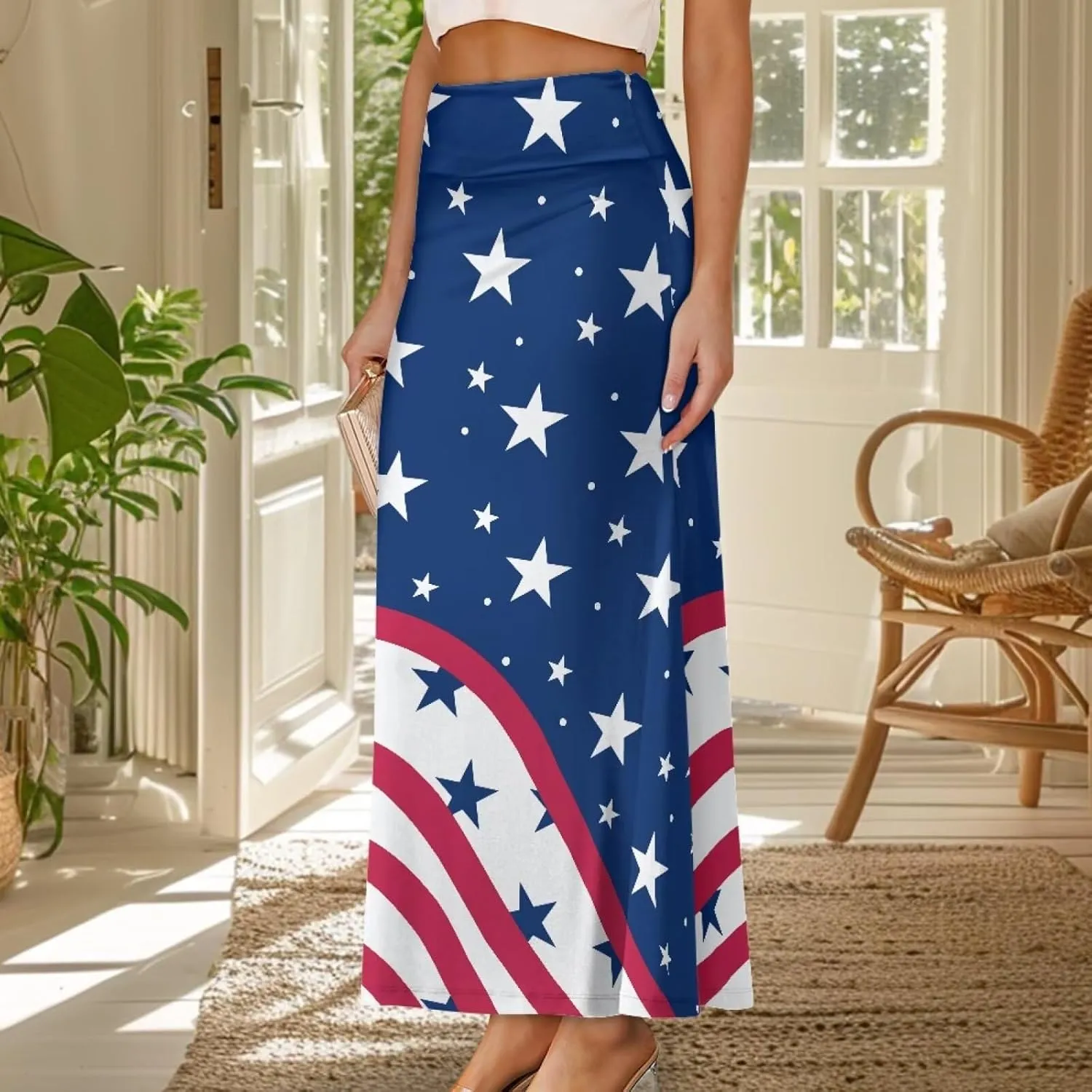 Women's High Waist Slim Dress Printed Skirt for Women Midi Length High Waist Length Bodycon Skirt S-2XL