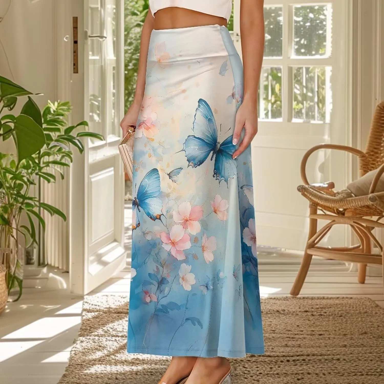 Women's High Waist Slim Dress Printed Skirt for Women Midi Length High Waist Length Bodycon Skirt S-2XL