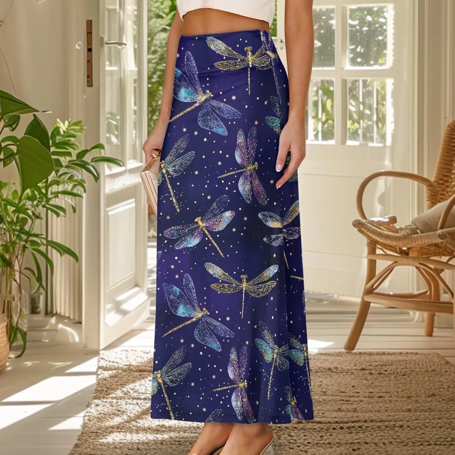 Women's High Waist Slim Dress Printed Skirt for Women Midi Length High Waist Length Bodycon Skirt S-2XL