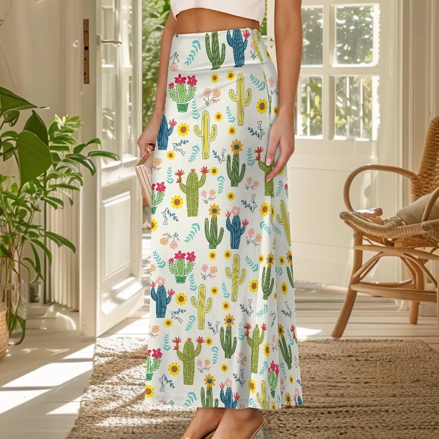 Women's High Waist Slim Dress Printed Skirt for Women Midi Length High Waist Length Bodycon Skirt S-2XL