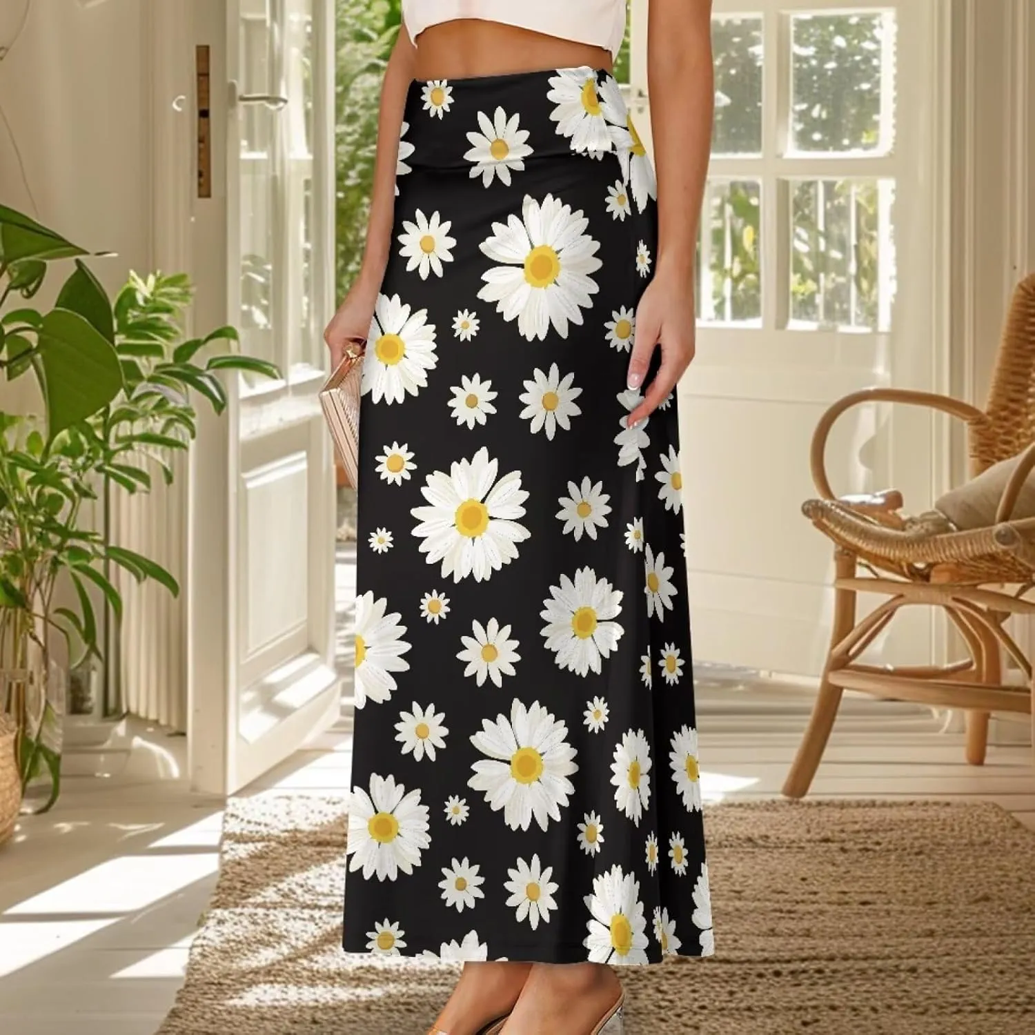 Women's High Waist Slim Dress Printed Skirt for Women Midi Length High Waist Length Bodycon Skirt S-2XL