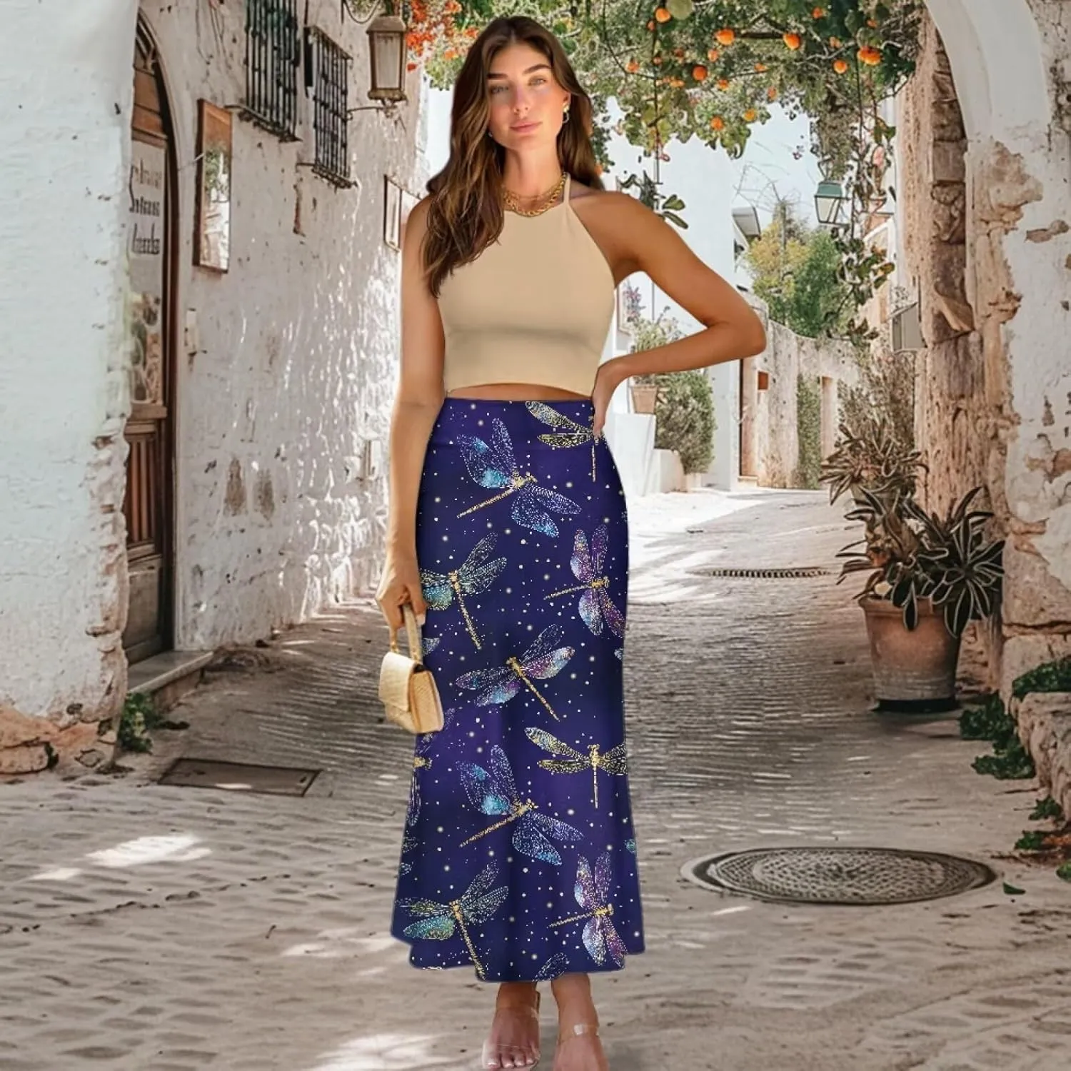 Women's High Waist Slim Dress Printed Skirt for Women Midi Length High Waist Length Bodycon Skirt S-2XL