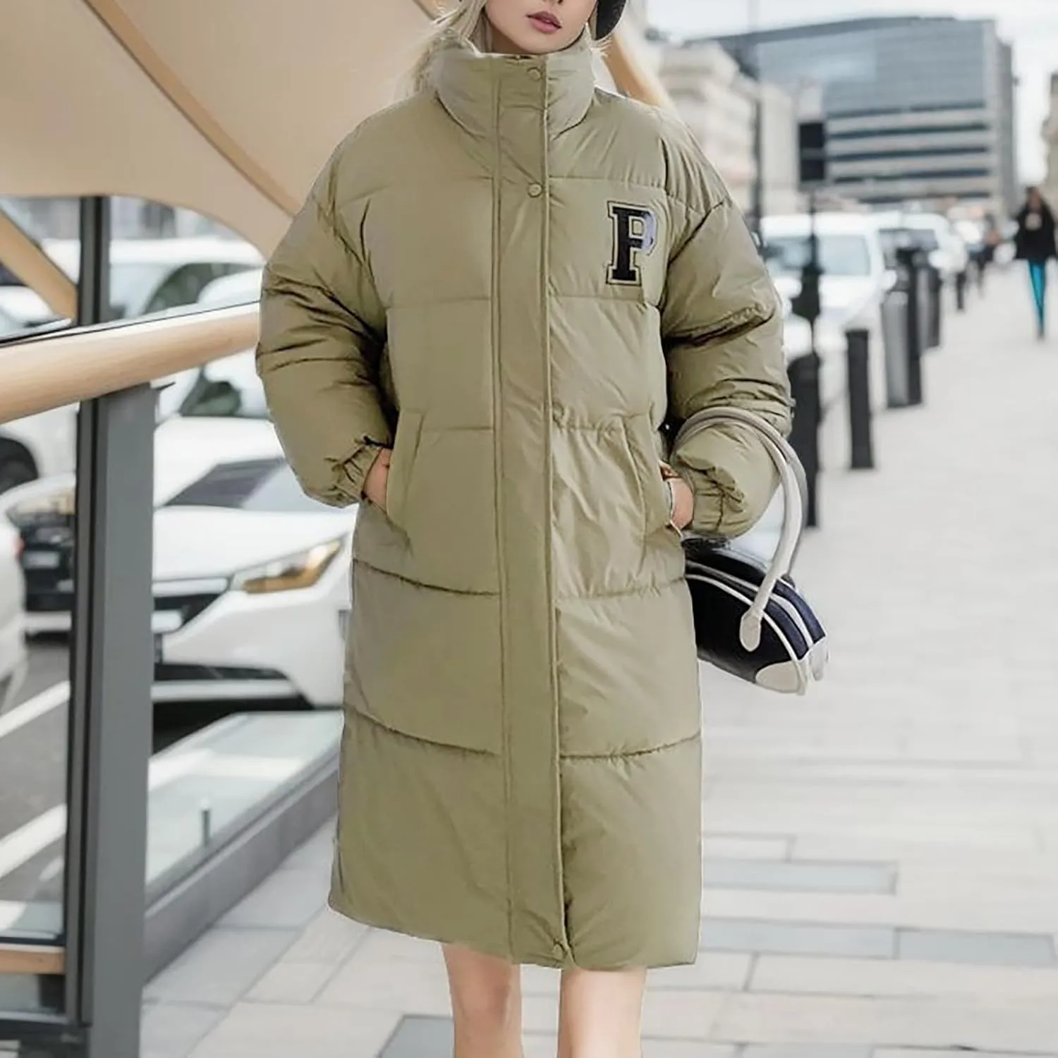 Womens Lightweight Puffer Jacket Shearling Womens Puffer Collar Long Sleeve Lightweight Outfit Basic Loose Fit Coat