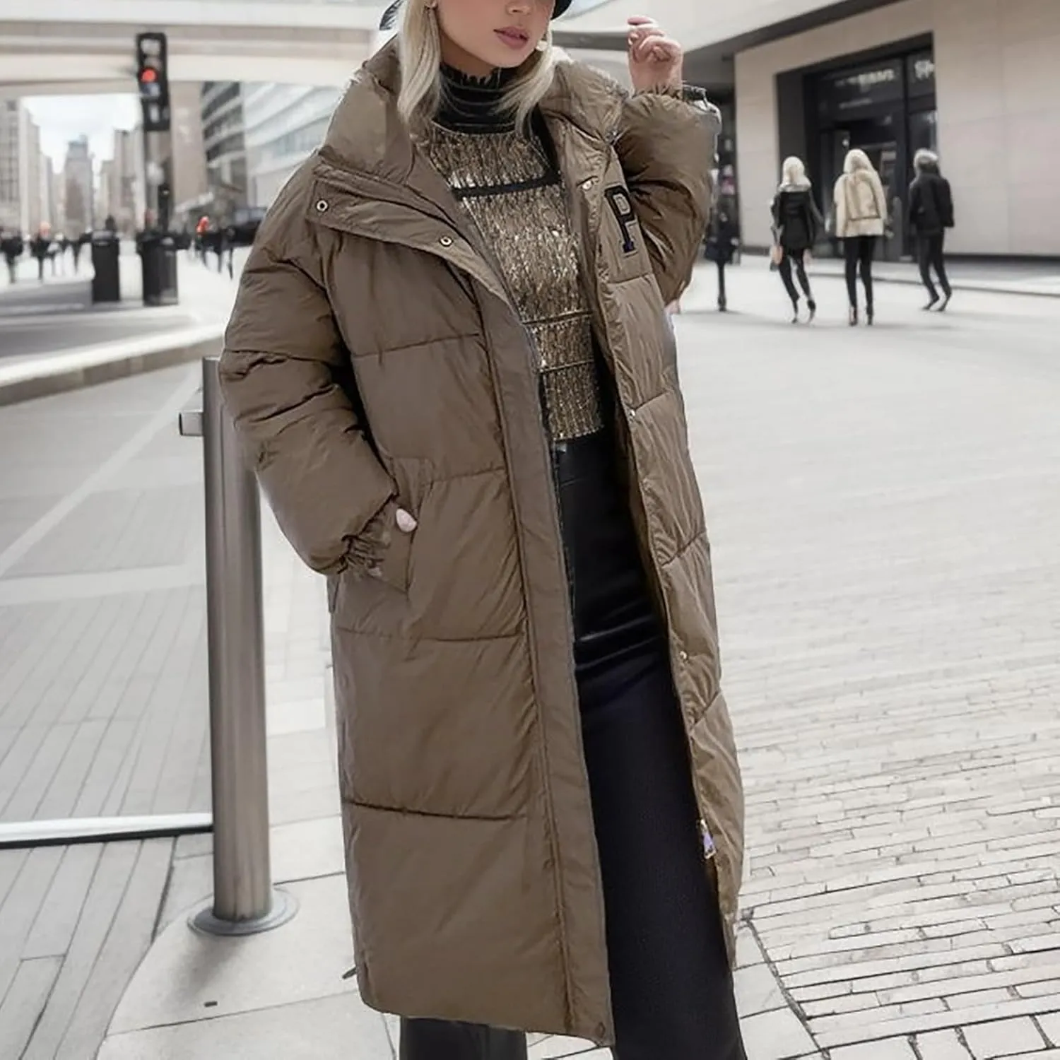 Womens Lightweight Puffer Jacket Shearling Womens Puffer Collar Long Sleeve Lightweight Outfit Basic Loose Fit Coat