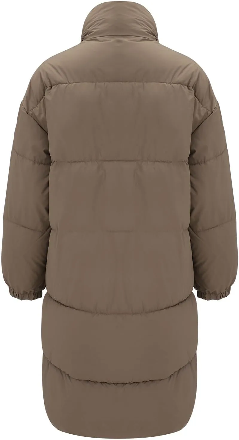 Womens Lightweight Puffer Jacket Shearling Womens Puffer Collar Long Sleeve Lightweight Outfit Basic Loose Fit Coat