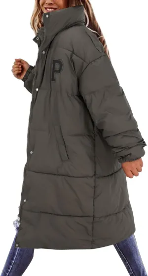Womens Lightweight Puffer Jacket Shearling Womens Puffer Collar Long Sleeve Lightweight Outfit Basic Loose Fit Coat