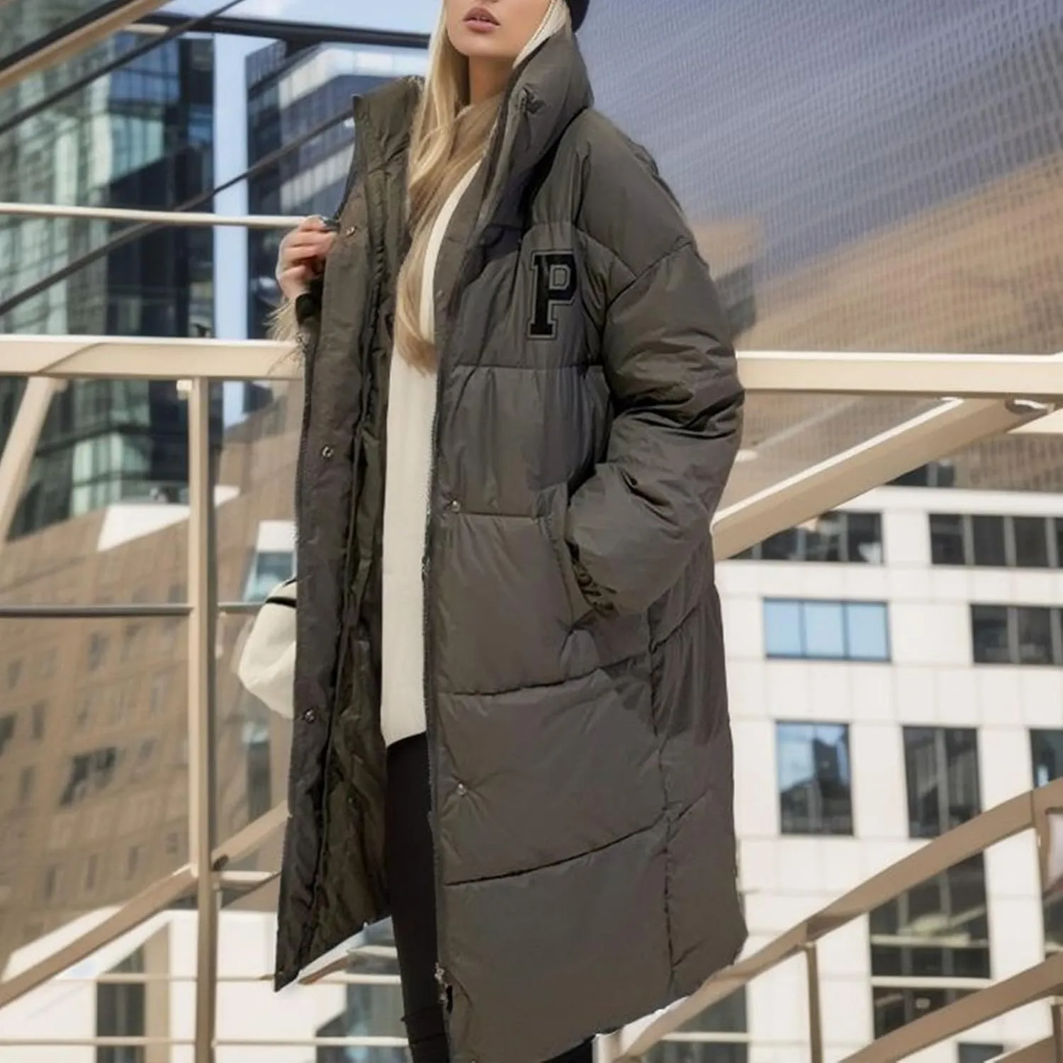 Womens Lightweight Puffer Jacket Shearling Womens Puffer Collar Long Sleeve Lightweight Outfit Basic Loose Fit Coat