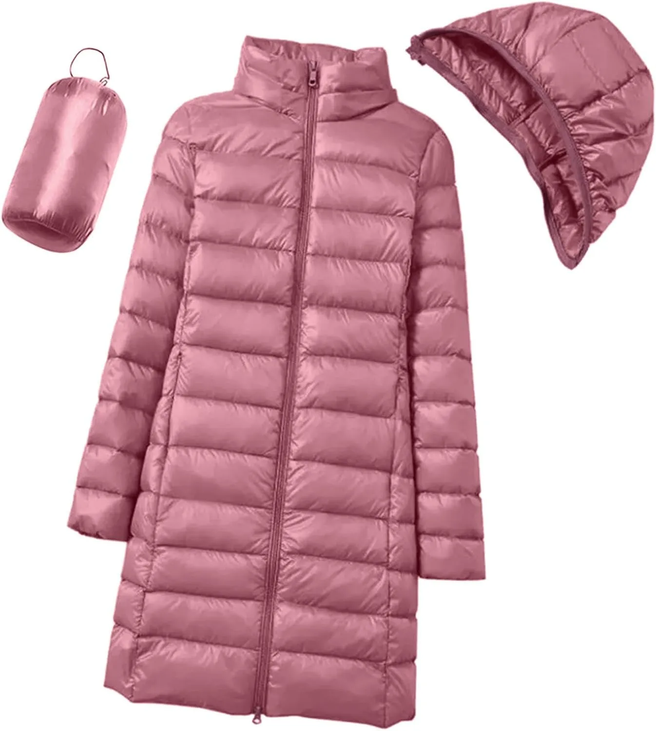 Women's Packable Lightweight Puffer Jacket Hooded Windproof Winter Coat Lightweight Winter Warm Long Quilted Puffer Coat