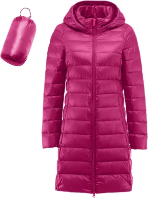 Women's Packable Lightweight Puffer Jacket Hooded Windproof Winter Coat Lightweight Winter Warm Long Quilted Puffer Coat