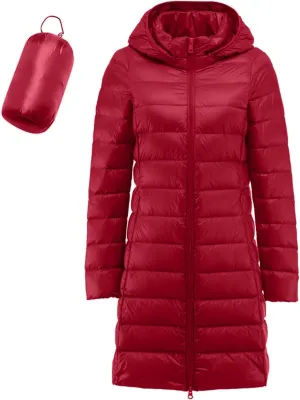 Women's Packable Lightweight Puffer Jacket Hooded Windproof Winter Coat Lightweight Winter Warm Long Quilted Puffer Coat