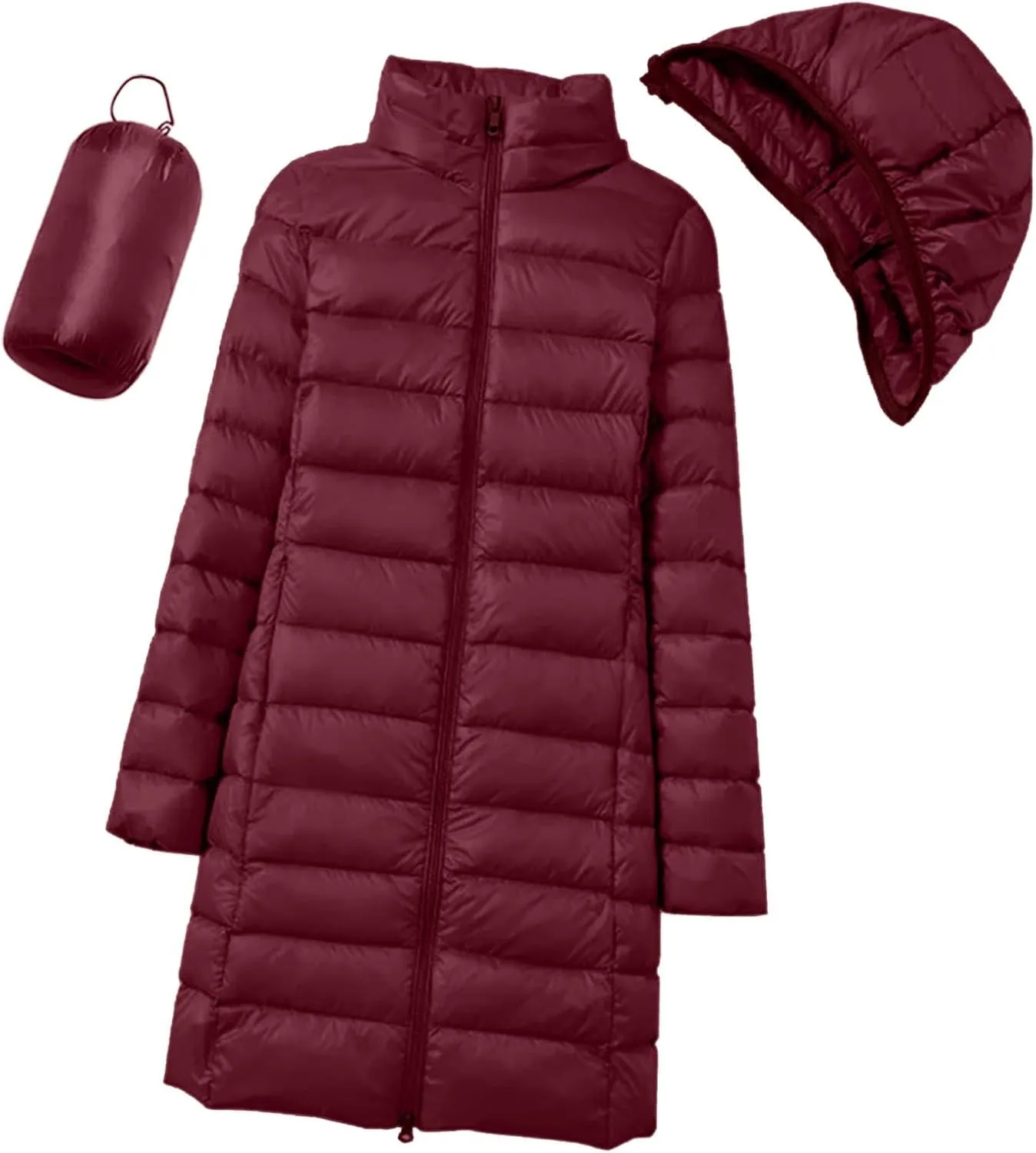 Women's Packable Lightweight Puffer Jacket Hooded Windproof Winter Coat Lightweight Winter Warm Long Quilted Puffer Coat