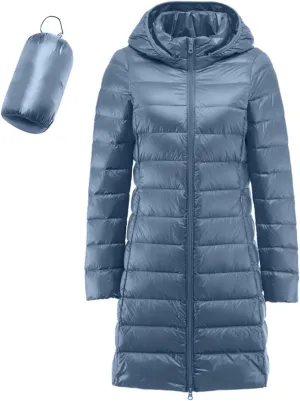 Women's Packable Lightweight Puffer Jacket Hooded Windproof Winter Coat Lightweight Winter Warm Long Quilted Puffer Coat