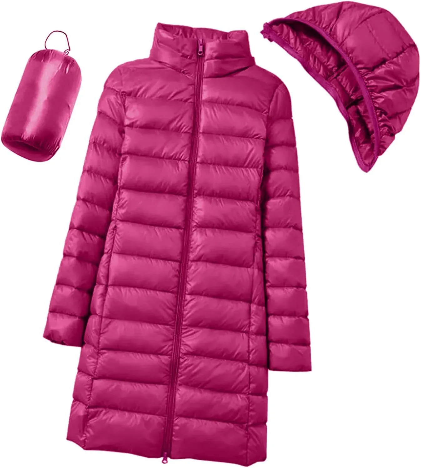 Women's Packable Lightweight Puffer Jacket Hooded Windproof Winter Coat Lightweight Winter Warm Long Quilted Puffer Coat