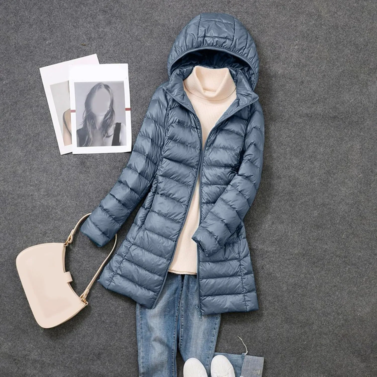 Women's Packable Lightweight Puffer Jacket Hooded Windproof Winter Coat Lightweight Winter Warm Long Quilted Puffer Coat