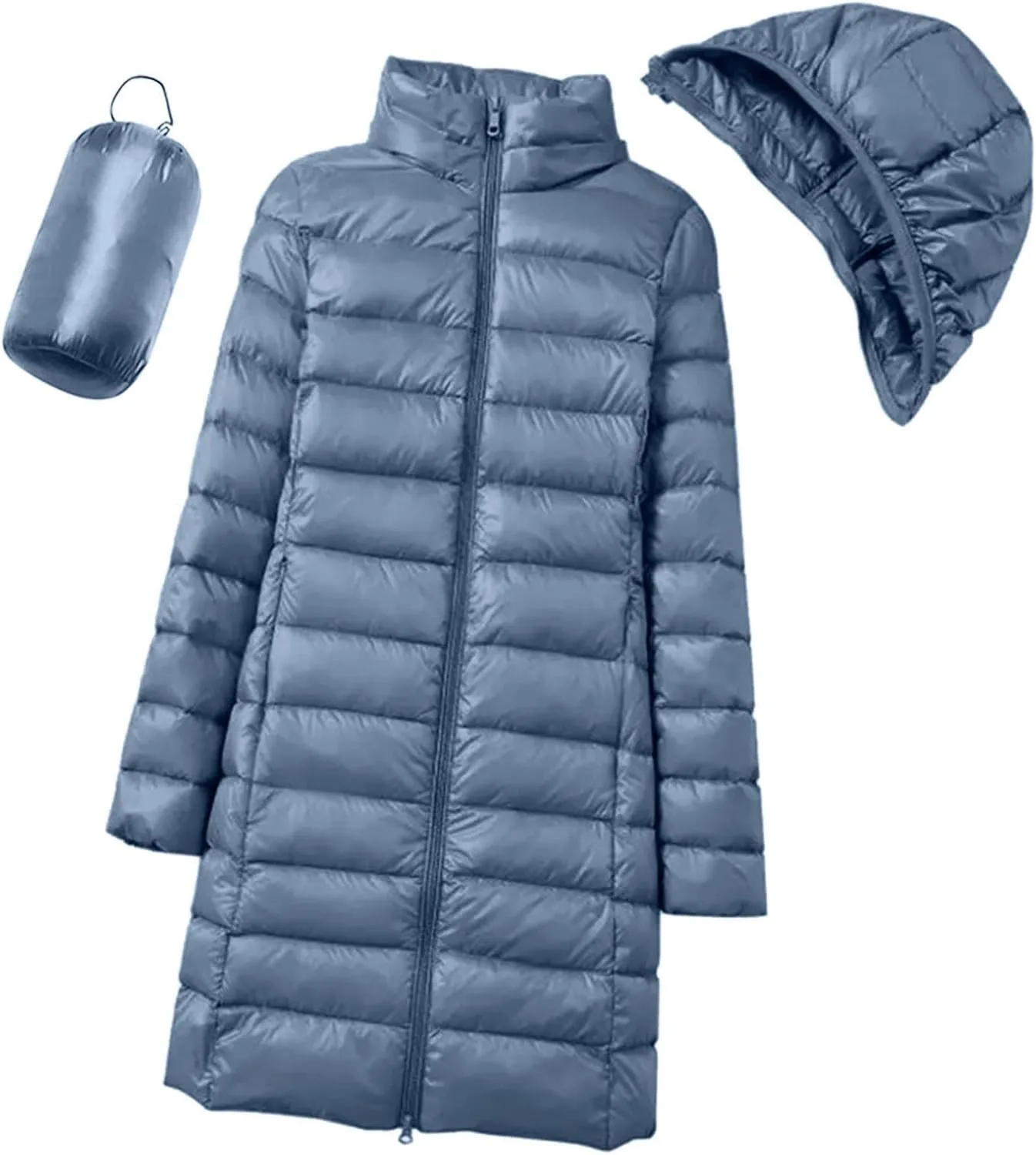 Women's Packable Lightweight Puffer Jacket Hooded Windproof Winter Coat Lightweight Winter Warm Long Quilted Puffer Coat