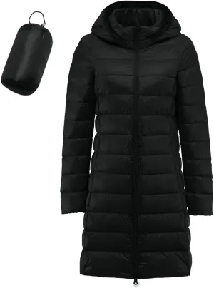 Women's Packable Lightweight Puffer Jacket Hooded Windproof Winter Coat Lightweight Winter Warm Long Quilted Puffer Coat