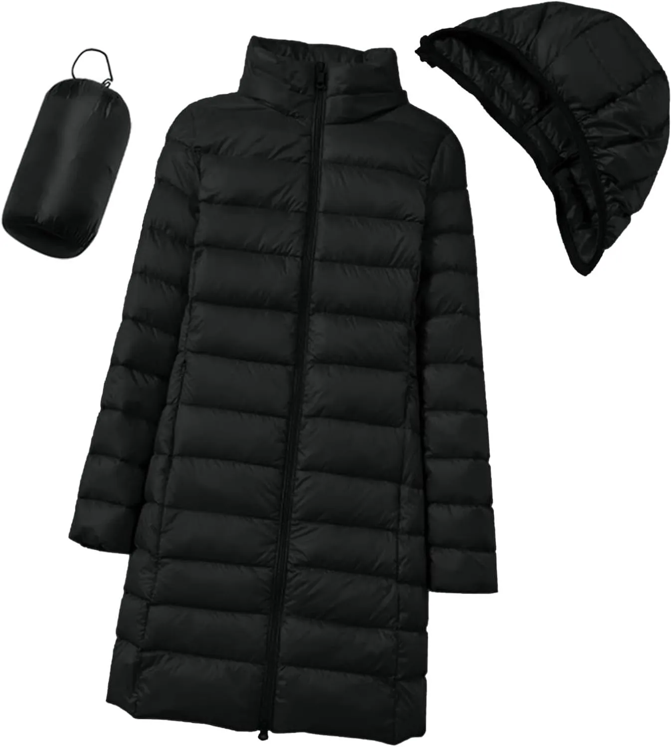 Women's Packable Lightweight Puffer Jacket Hooded Windproof Winter Coat Lightweight Winter Warm Long Quilted Puffer Coat