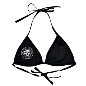 Women's Premium Black Bikini Top - White Circle Logo