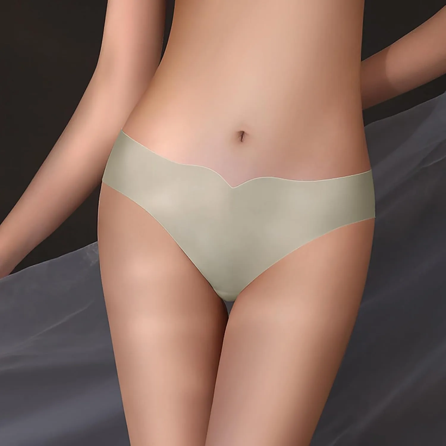 Womens Seamless Silky Panties Soft Elastic Breathable Comfy Ice Silk Underpants Invisible Hipster Stretchy Briefs