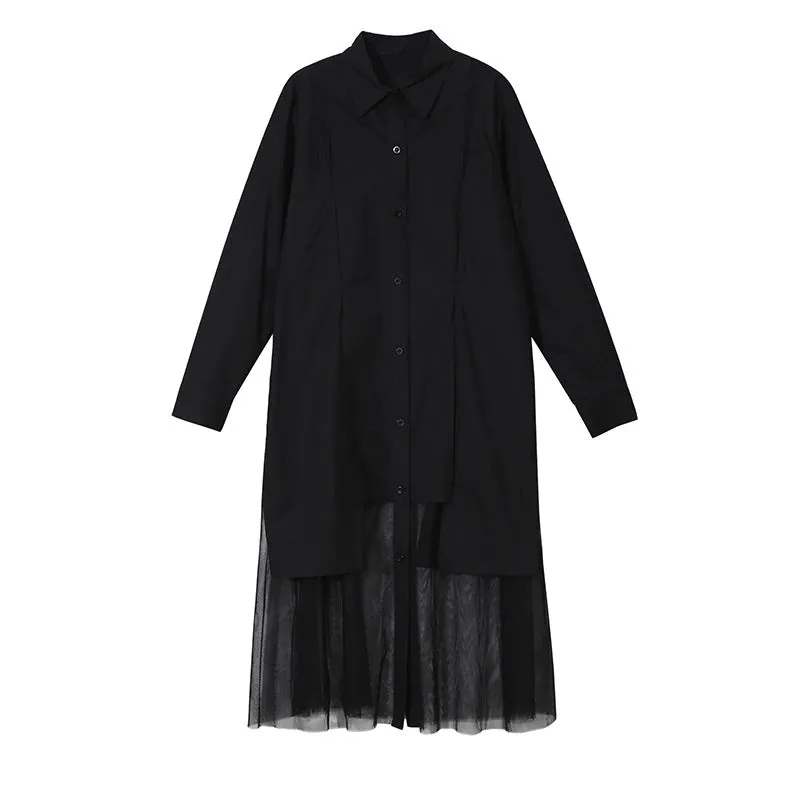 Women's Spring/Summer Long-Sleeved Mesh Loose Shirt