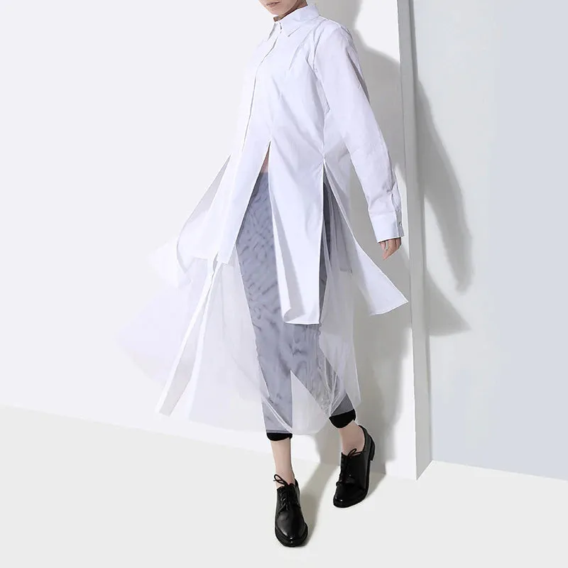 Women's Spring/Summer Long-Sleeved Mesh Loose Shirt