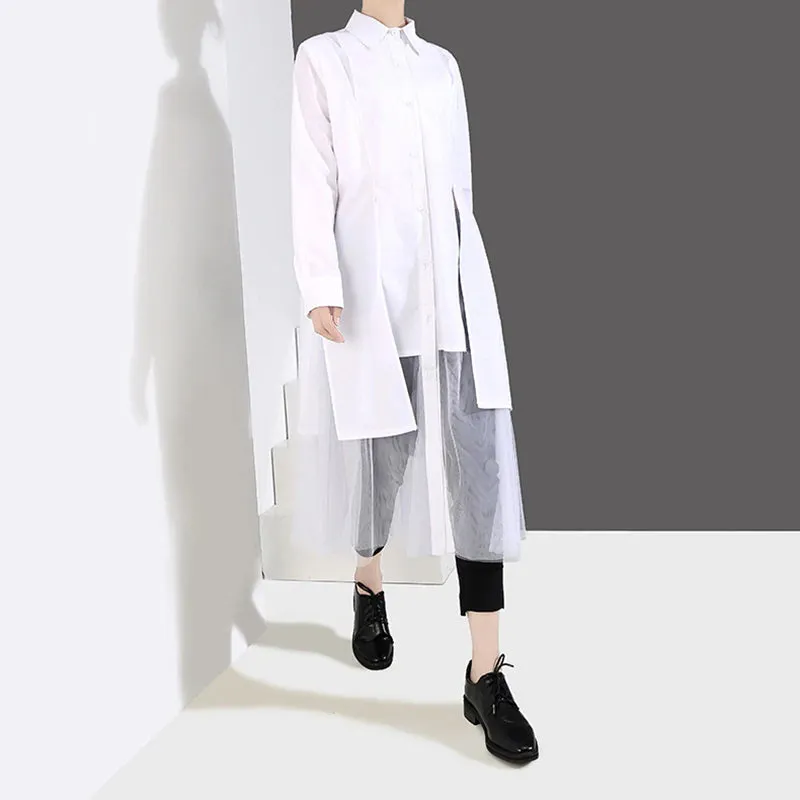 Women's Spring/Summer Long-Sleeved Mesh Loose Shirt