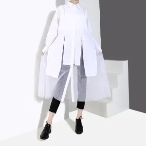 Women's Spring/Summer Long-Sleeved Mesh Loose Shirt