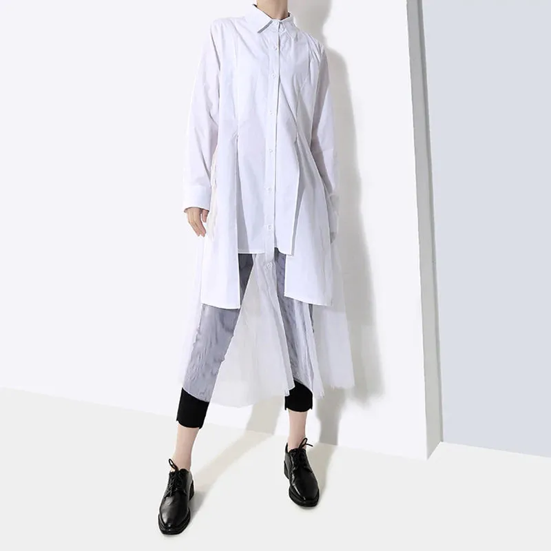 Women's Spring/Summer Long-Sleeved Mesh Loose Shirt