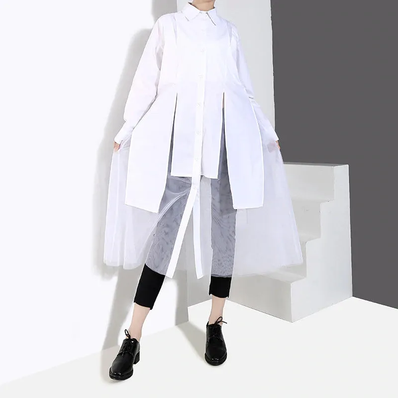 Women's Spring/Summer Long-Sleeved Mesh Loose Shirt