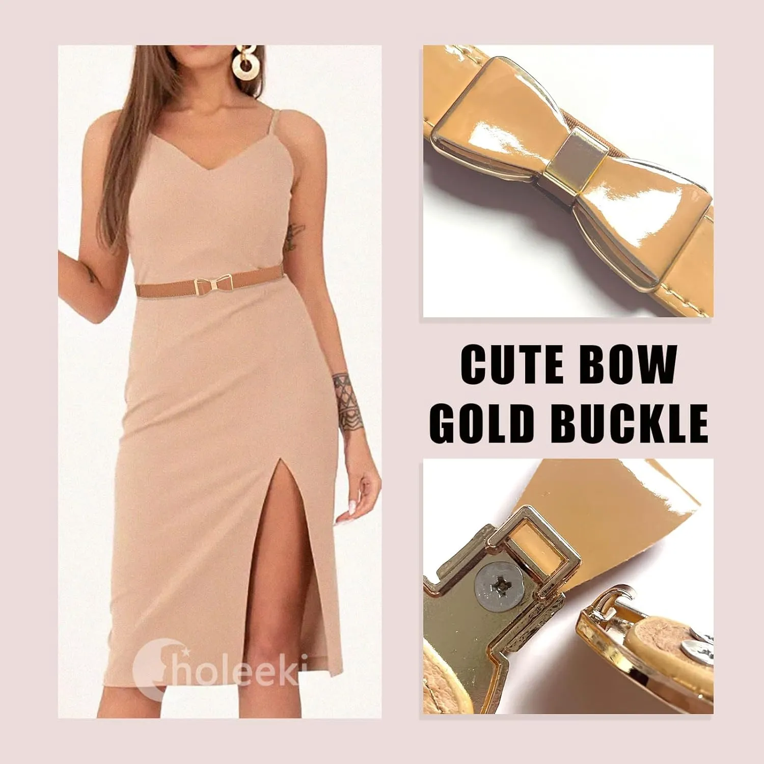 Women's Stretchy Thin Bow Belt Elastic Skinny Waist Belts