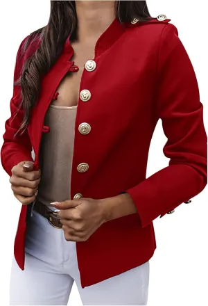 Women's Summer Blazer Button Long Sleeves Comfort Fit Elegant Temperament Comfy Dressy Trendy Suit Jackets