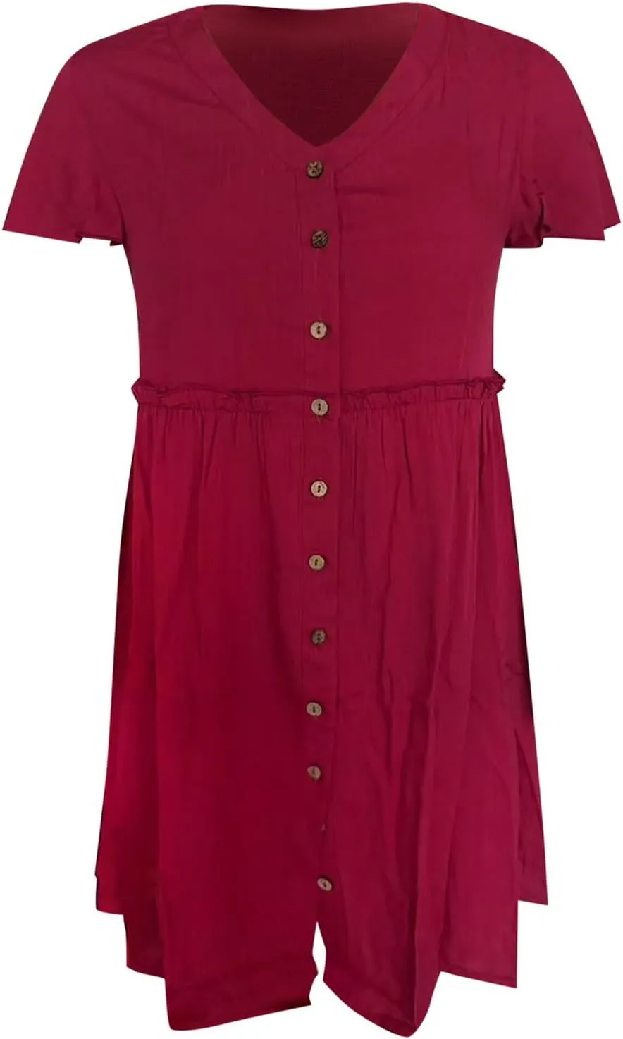 Women's Summer Button Down Shirt Dress Casual Ruffle Sleeve Shift Mini Dresses V Neck Knee Length Dress